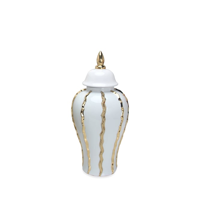 Amazing Beloved White Gold Elegant Ceramic Ginger Large Jar Vase with Removable Lid AMZRUG-FS200GJL