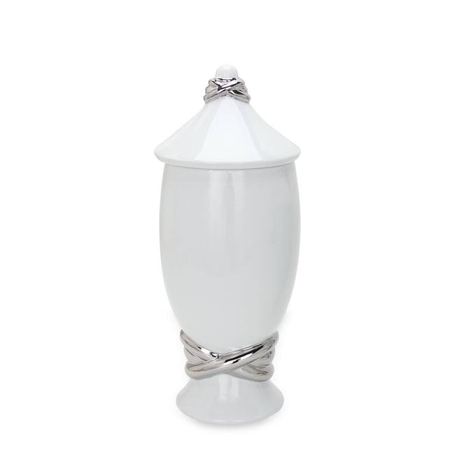 Amazing Beloved White Silver Ceramic Decorative Ginger Large Jar Vase AMZRUG-FS207SJL