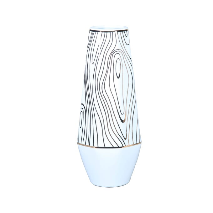 Amazing Beloved White Gold Ceramic Vase with Wood Grain Design AMZRUG-FSCA-600817