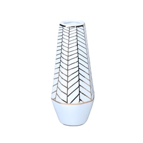 Amazing Beloved White Gold Ceramic Vase with Geometric Accent Design