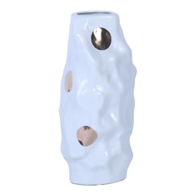 Amazing Beloved White Ceramic Vase with Gold Design