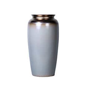 Amazing Beloved Smoke Gray Ceramic Vase with Gold Accent