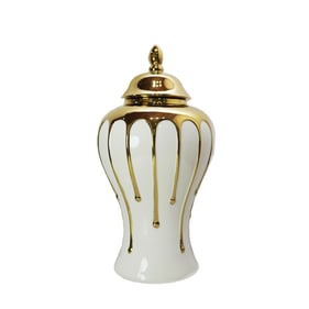 Amazing Versaluxury White and Gold Temple Jar - 8.5L x 8.5W