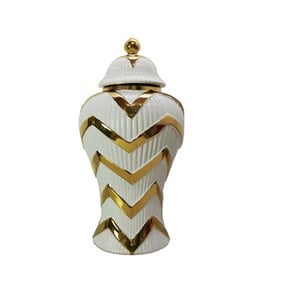 Amazing Versaluxury Gold and White Temple Jar - 8.5L x 8.5W