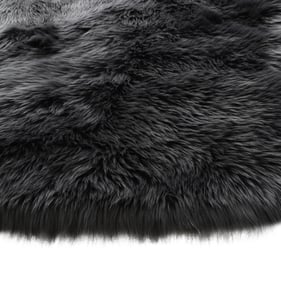 Amazing Cozy Gray Ultra Soft Fluffy Faux Fur Sheepskin Area Rug - 60 x 84