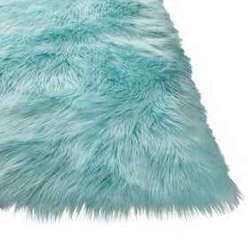 Amazing Cozy Turquoise Ultra Soft Fluffy Faux Fur Sheepskin Area Rug - 60 x...