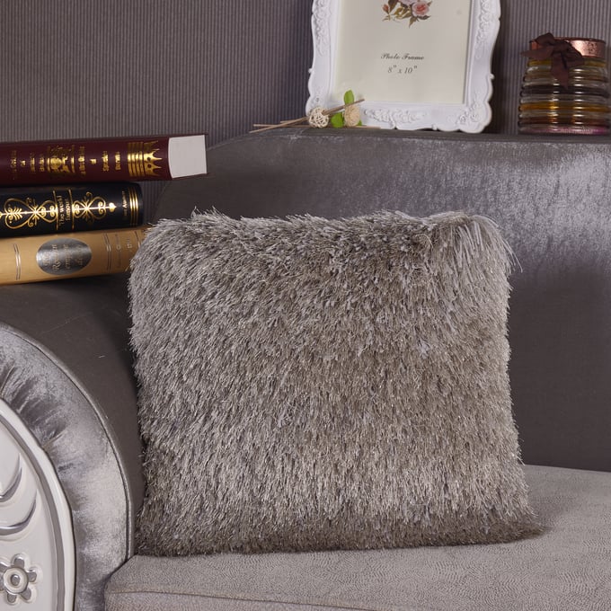 Amazing Decorative Shaggy Silver Pillow with Lurex AMZRUG-PIL-NSL-2018