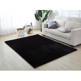 Amazing Lily Luxury Black Chinchilla Faux Fur Rectangular Area Rug - 63 x 9...