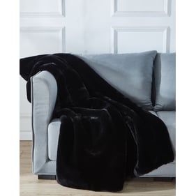 Amazing Cassilda Luxury Black Chinchilla Faux Fur Throw Blanket