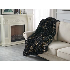 Amazing Cassilda Luxury Gold Black Chinchilla Faux Fur Gilded Throw Blanket...