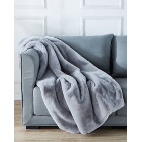 Amazing Cassilda Luxury Grey Chinchilla Faux Fur Throw Blanket