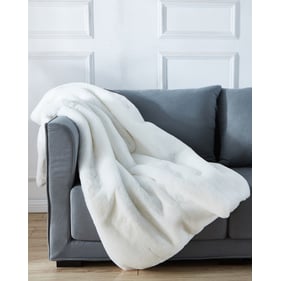 Amazing Cassilda Luxury White Chinchilla Faux Fur Throw Blanket