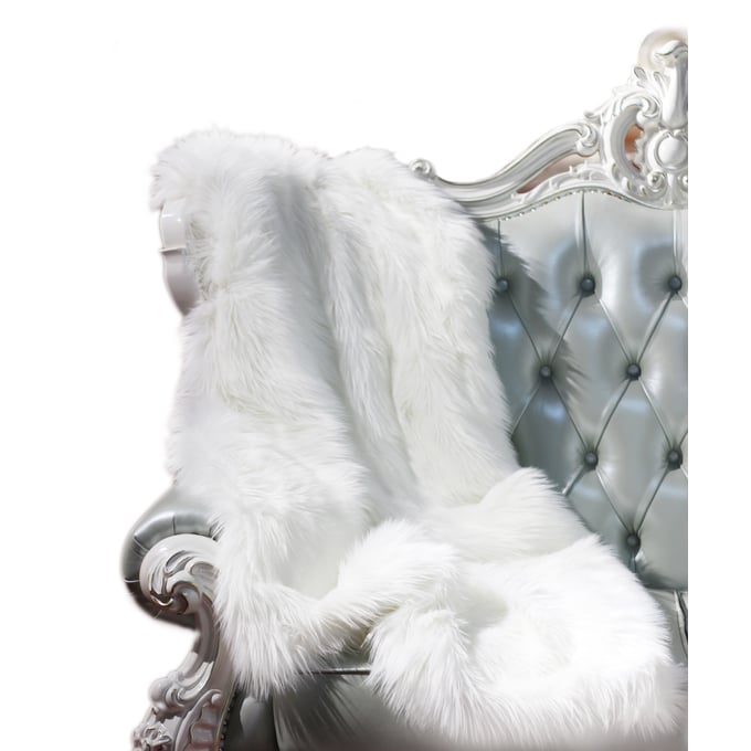 Amazing Luxury Decorative White Faux Fur Throw AMZRUG-TR-1013