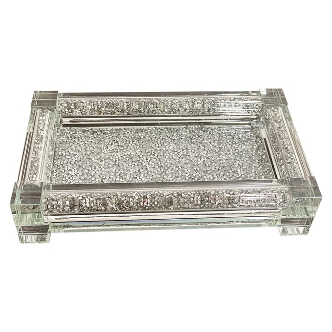 Amazing Ambrose Silver Small Glass Tray with Gift Box AMZRUG-TRSS1120