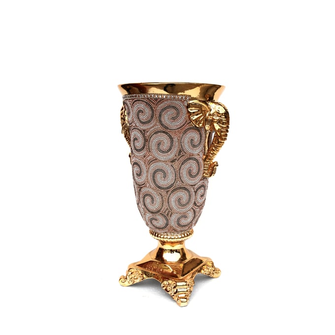 Amazing Ambrose Gold Chrome Plated Oval Crystal Embellished