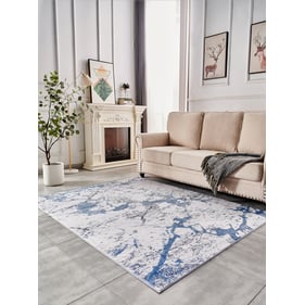 Amazing Zara Silver Blue Washable Super Soft Area Rug With Abstract Design ...