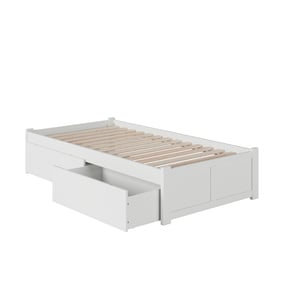 AFI Furnishings Concord White Twin XL Platform Bed with Footboard and Stora...