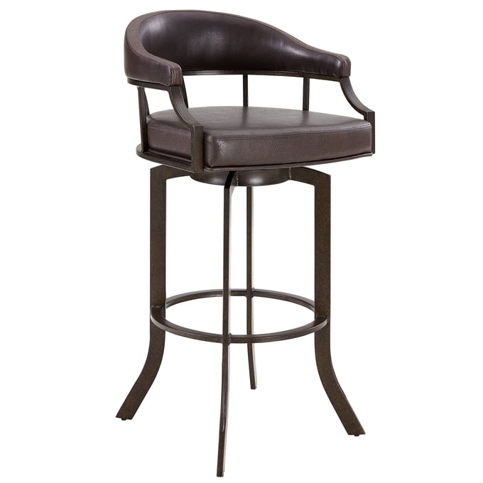 Luxur Living Jafarapur Brown Faux Leather Swivel 26 Inch Counter Height Stool LUX-721535743292