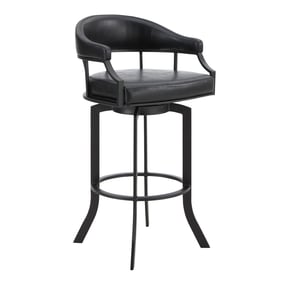 Luxur Living Jafarapur Black Faux Leather Metal Swivel 30 Inch Bar Stool