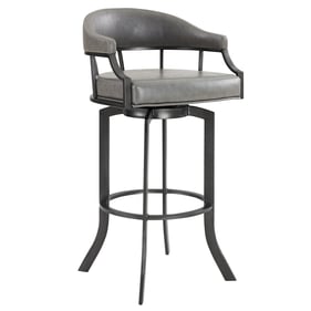 Luxur Living Jafarapur Gray Faux Leather Swivel 30 Inch Bar Stool