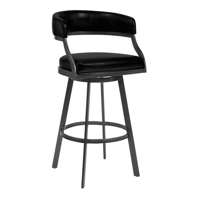 Luxur Living Borisawant Vintage Black Faux Leather Mineral 30 inch Bar Stool LUX-721535746958