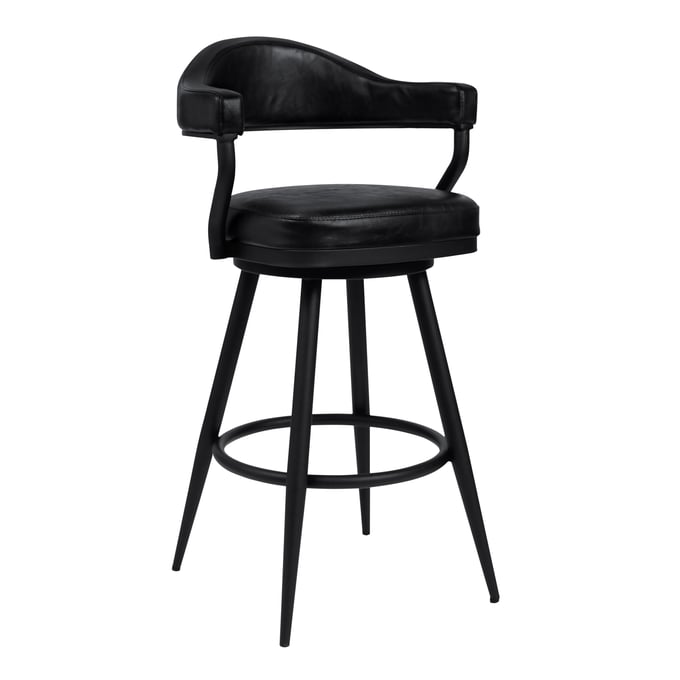 Luxur Living Akhada Vintage Black Faux Leather Powder Coated 30 Inch Bar Stool LUX-721535746972