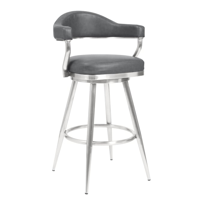 Luxur Living Akhada Vintage Gray Faux Leather 26 Inch Counter Height Stool LUX-721535747047