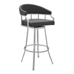 Luxur Living Hiradgaon Gray Faux Leather Swivel Bar Stool