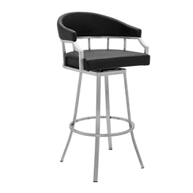 Luxur Living Hiradgaon Black Faux Leather Swivel Counter Stool