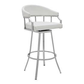 Luxur Living Hiradgaon White Faux Leather Swivel Bar Stool