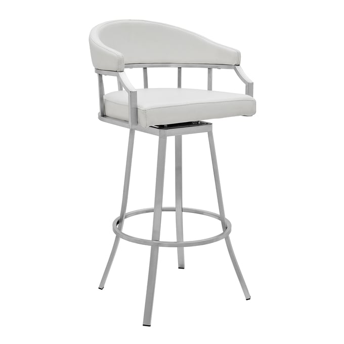 Luxur Living Hiradgaon White Faux Leather Swivel Bar Stool LUX-721535752232