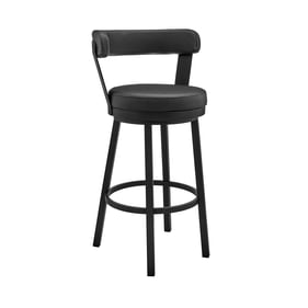 Luxur Living Dharkheda Black Faux Leather 30 Inch Swivel Bar Stool