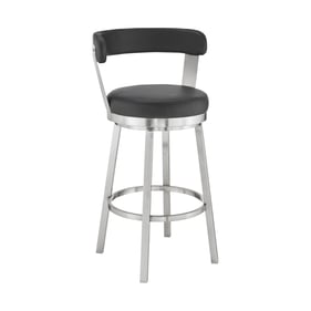 Luxur Living Dharkheda Black Faux Leather 30 Inch Swivel Bar Height Stool