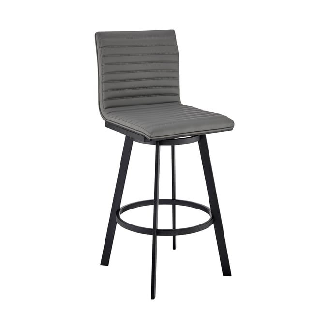 Luxur Living Dautpur Black Gray Faux Leather 26 Inch Swivel Counter Height Stool LUX-721535762002