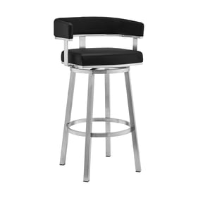 Luxur Living Bhilkhed Black Faux Leather 26 Inch Swivel Bar Stool