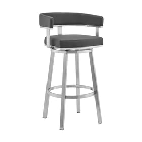 Luxur Living Bhilkhed Gray Faux Leather 26 Inch Swivel Bar Stool