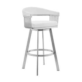 Luxur Living Barling White 25 Inch Swivel Bar Stool