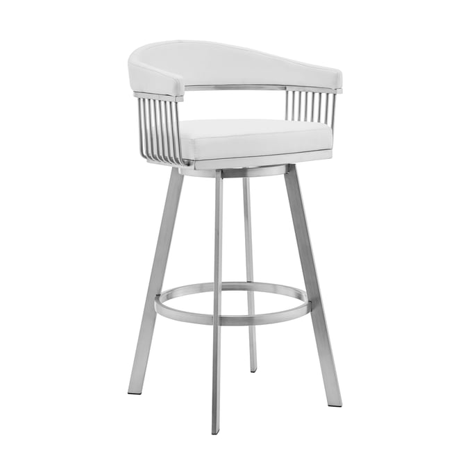 Luxur Living Barling White 25 Inch Swivel Bar Stool LUX-721535762248