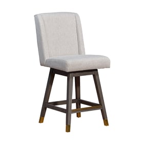 Luxur Living Karatwadi Taupe Grey Oak Wood Swivel Counter Stool