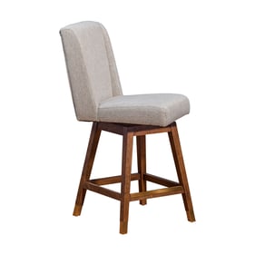 Luxur Living Karatwadi Taupe Brown Oak Wood Swivel Counter Stool