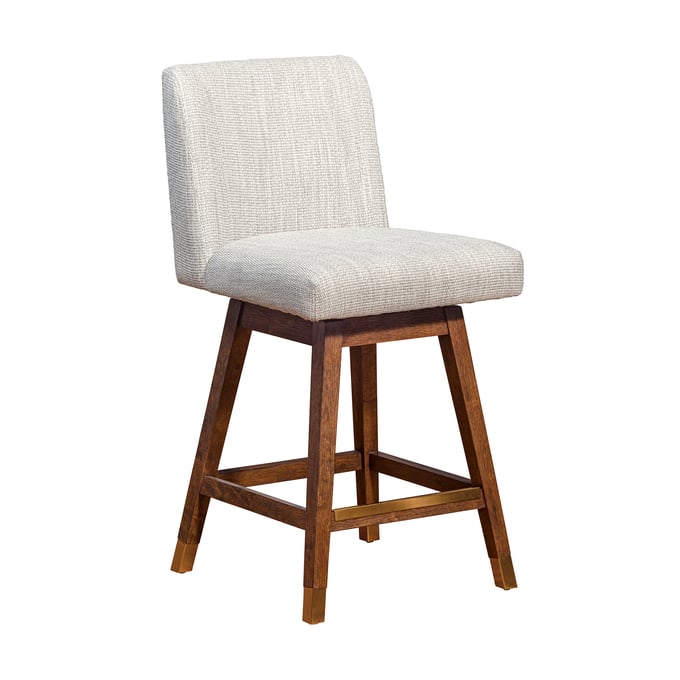 Luxur Living Atharwadi Brown Oak Beige Swivel Counter Stool LUX-840254332171