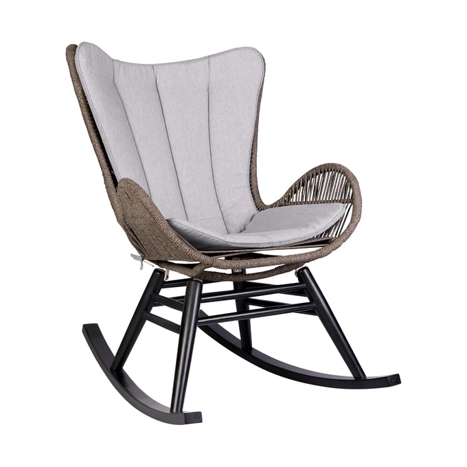 Luxur Living Chatari Dark Eucalyptus Truffle Rope Outdoor Patio Rocking Chair LUX-840254332256