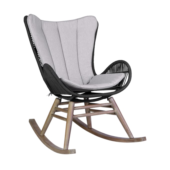 Luxur Living Chatari Light Eucalyptus Charcoal Rope Outdoor Patio Rocking Chair LUX-840254332263