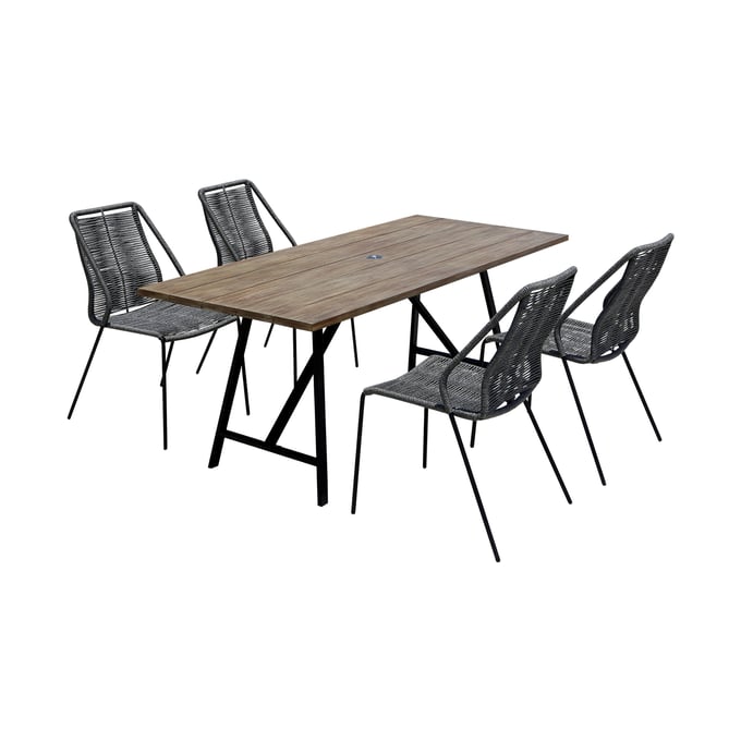 Luxur Living Bhendegaon Grey 5pc Outdoor Dining Set LUX-840254332331