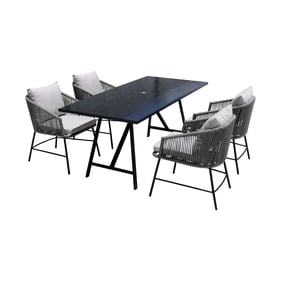 Luxur Living Dharel Dark Eucalyptus 5pc Outdoor Dining Set