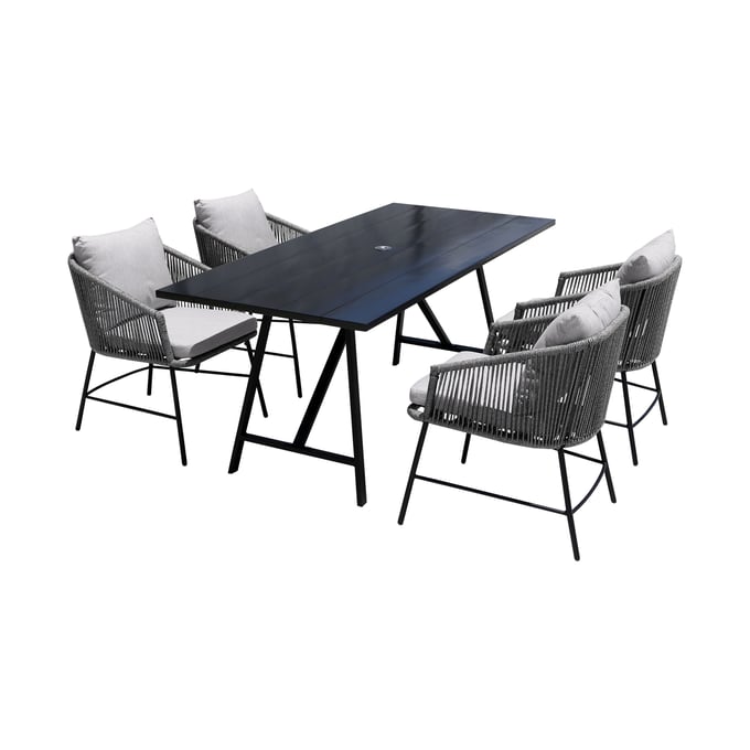 Luxur Living Dharel Dark Eucalyptus 5pc Outdoor Dining Set LUX-840254332355