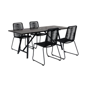 Luxur Living Dharel Black Dark Eucalyptus 5pc Outdoor Dining Set