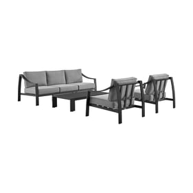 Luxur Living Giroli Black Grey 4pc Outdoor Patio Furniture Set