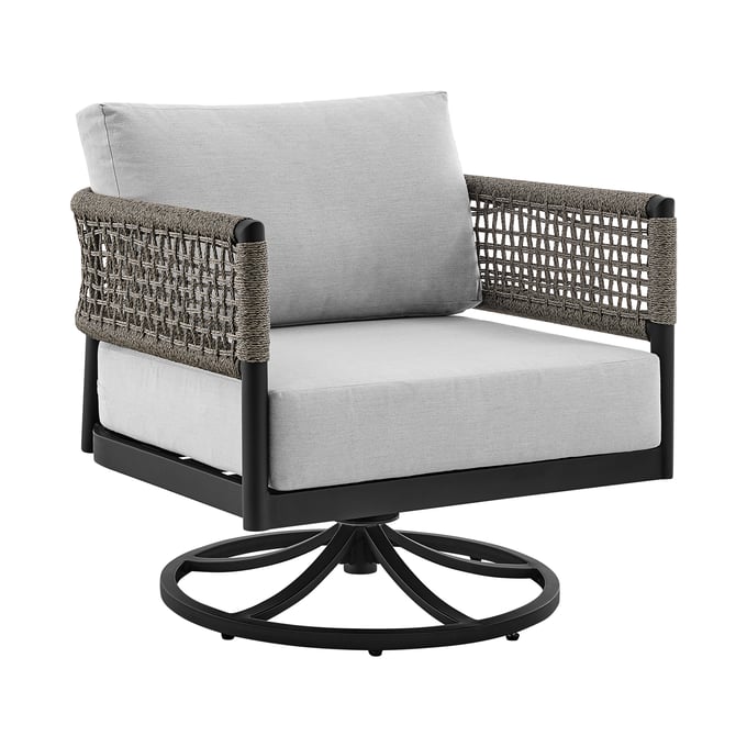 Luxur Living Chhabila Black Gray Outdoor Patio Swivel Rocking Chair LUX-840254332522