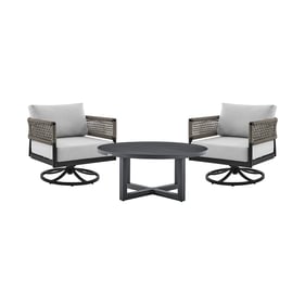 Luxur Living Chhabila Black Gray Swivel 3pc Patio Outdoor Seating Set